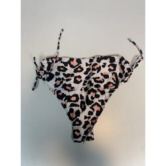 Womens Bikini Size Small Animal Print White Pink Black High Rise Tie Sides New - Picture 5 of 8